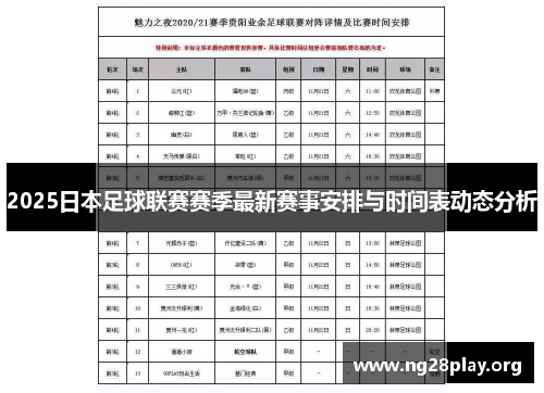 2025日本足球联赛赛季最新赛事安排与时间表动态分析