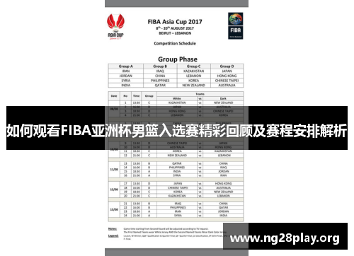 如何观看FIBA亚洲杯男篮入选赛精彩回顾及赛程安排解析 如何观看FIBA亚洲杯男篮入选赛精彩回顾及赛程安排解析