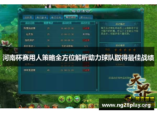 河南杯赛用人策略全方位解析助力球队取得最佳战绩